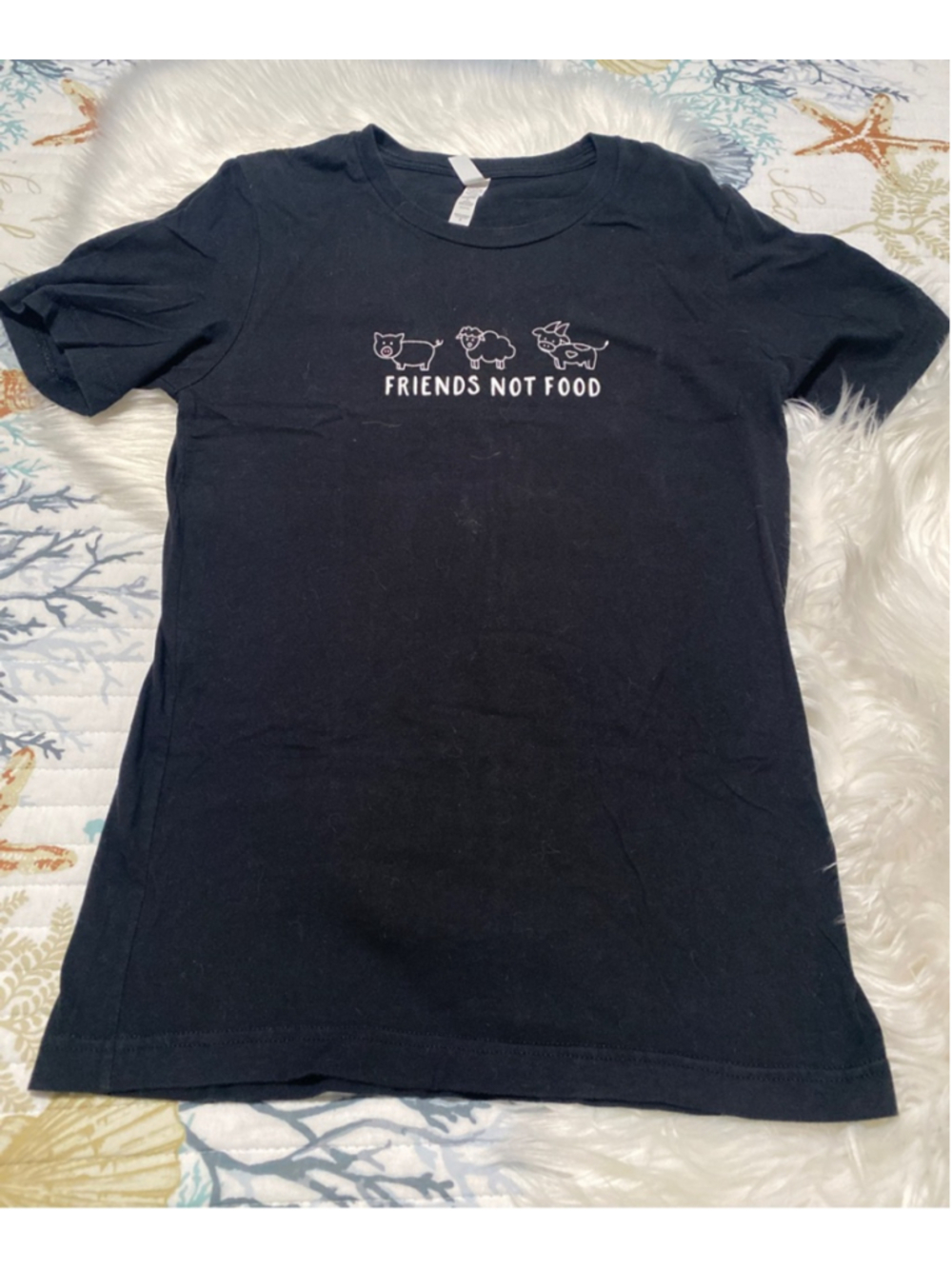 Women's Bella+Canvas Black Friends Not Food Short Sleeve Tee S